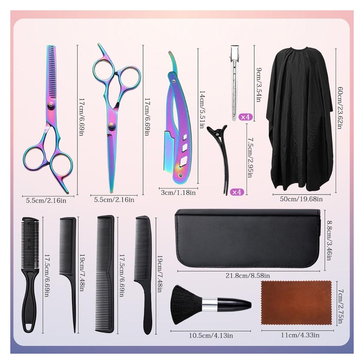 ATURE - Set De 19 Tijeras Cortar Pelo Peluqueria Cabello Accessories