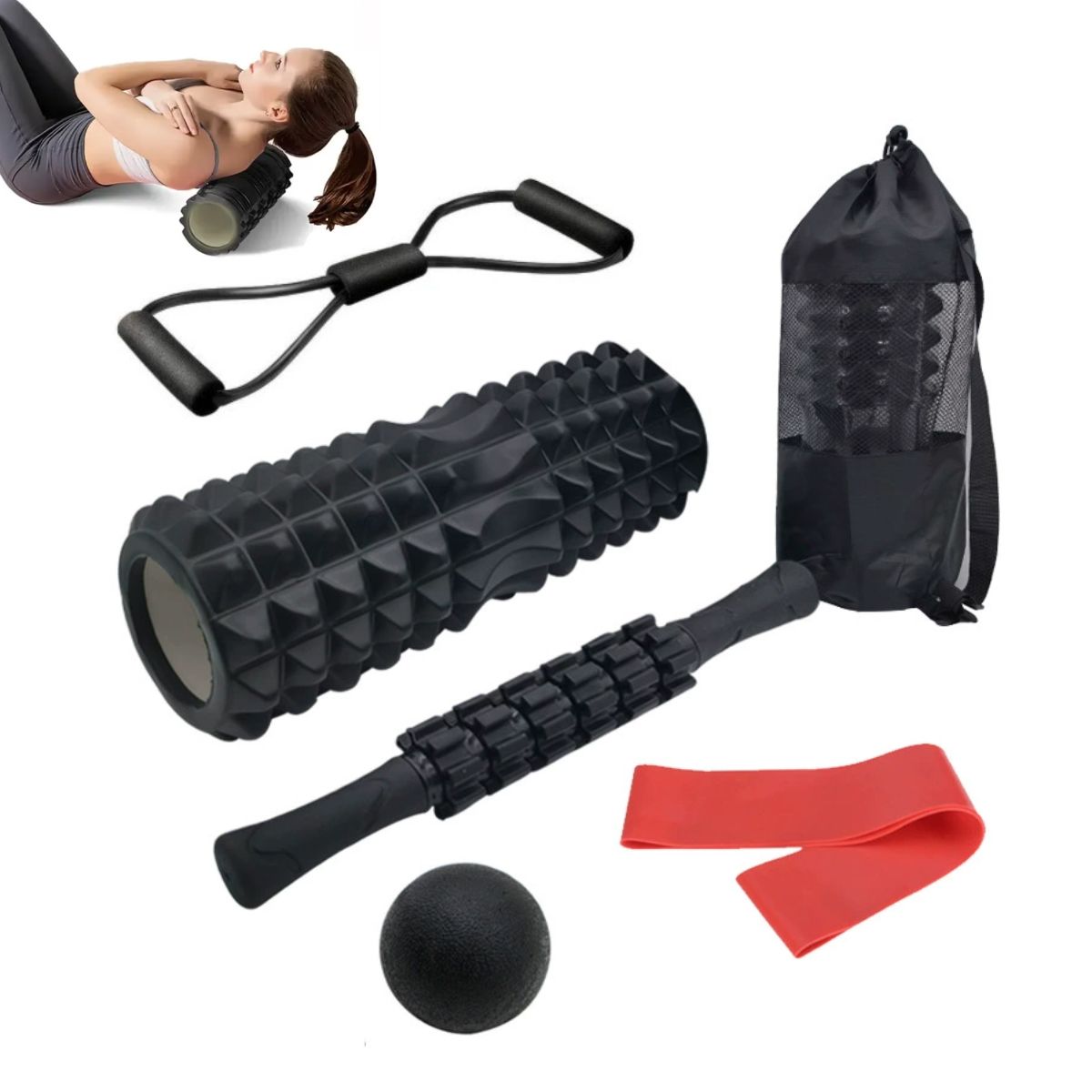 ATURE - 6pcs Rodillo Set Completo Elongacion Masaje Roller Foam Yoga