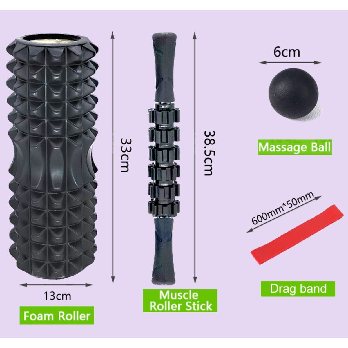 ATURE - 6pcs Rodillo Set Completo Elongacion Masaje Roller Foam Yoga