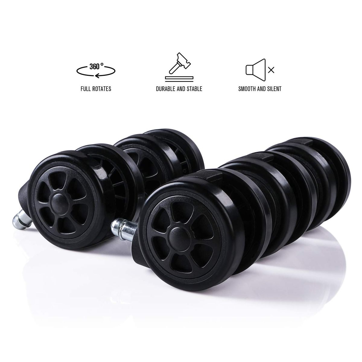 KUANGYE - Pack 5 Ruedas Universal Para Silla De Escritorio, Gamer 60mm