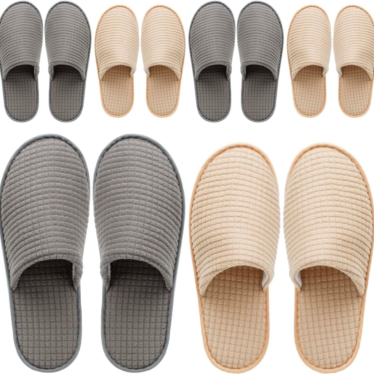 KUANGYE - Pantuflas Antideslizantes para Hombre y Mujer Uso Interior Baño Hotel, Reutilizables Pack 6 Unidades