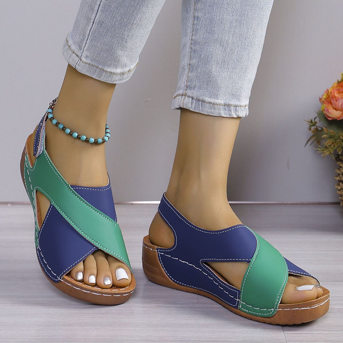 TIOZONEY - Sandalia Mujer -Verde