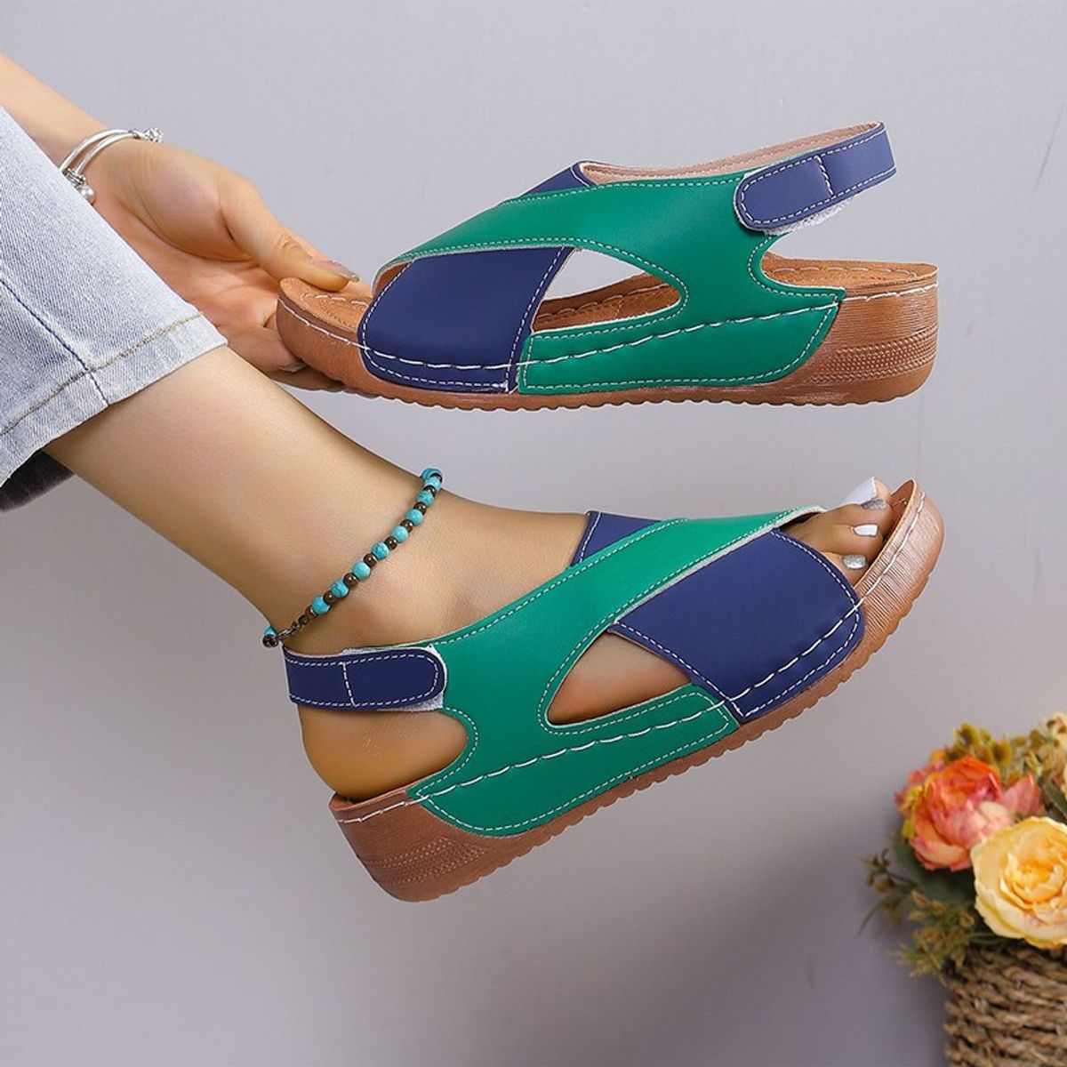 TIOZONEY - Sandalia Mujer -Verde