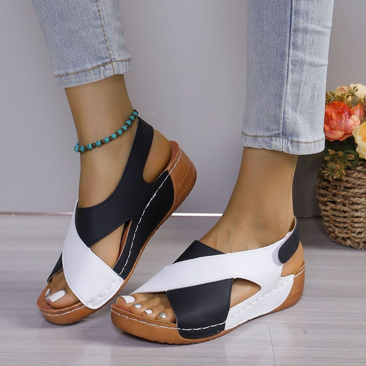 TIOZONEY - Sandalia Mujer -Negro