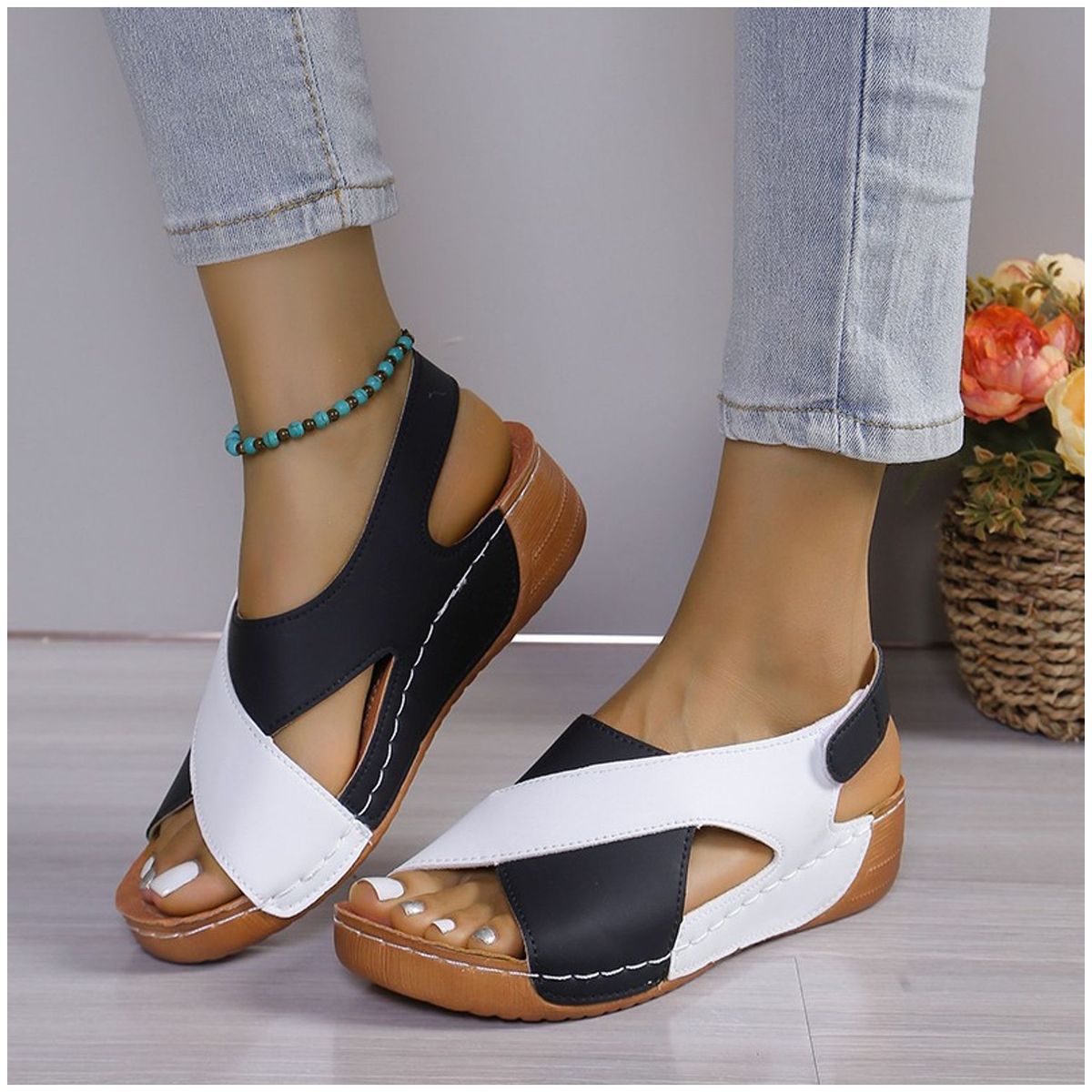 TIOZONEY - Sandalia Mujer -Negro