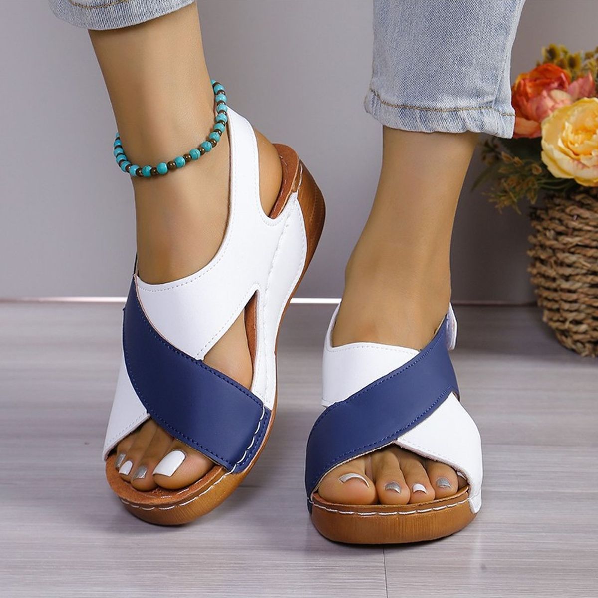 TIOZONEY - Sandalia Mujer -Azul
