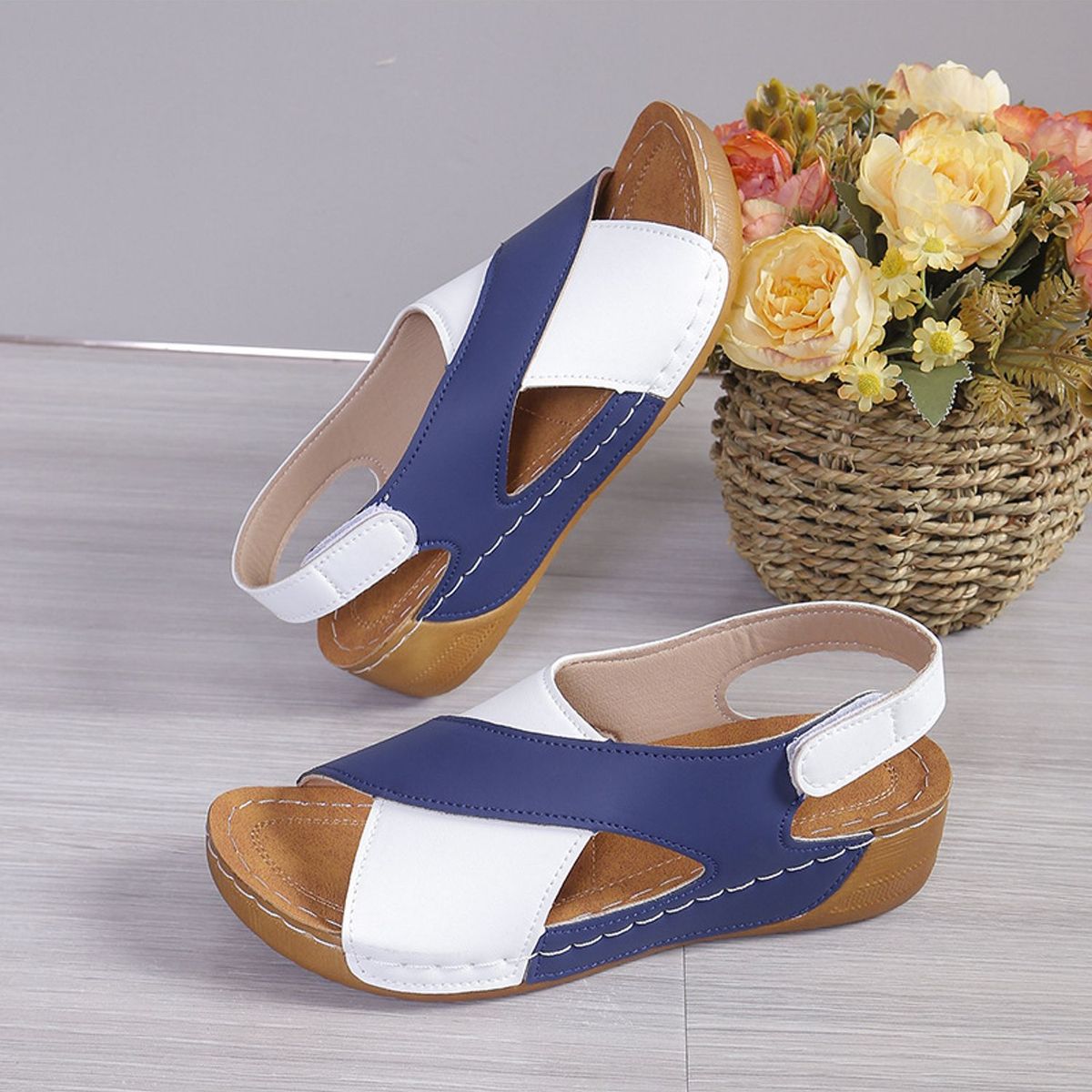 TIOZONEY - Sandalia Mujer -Azul