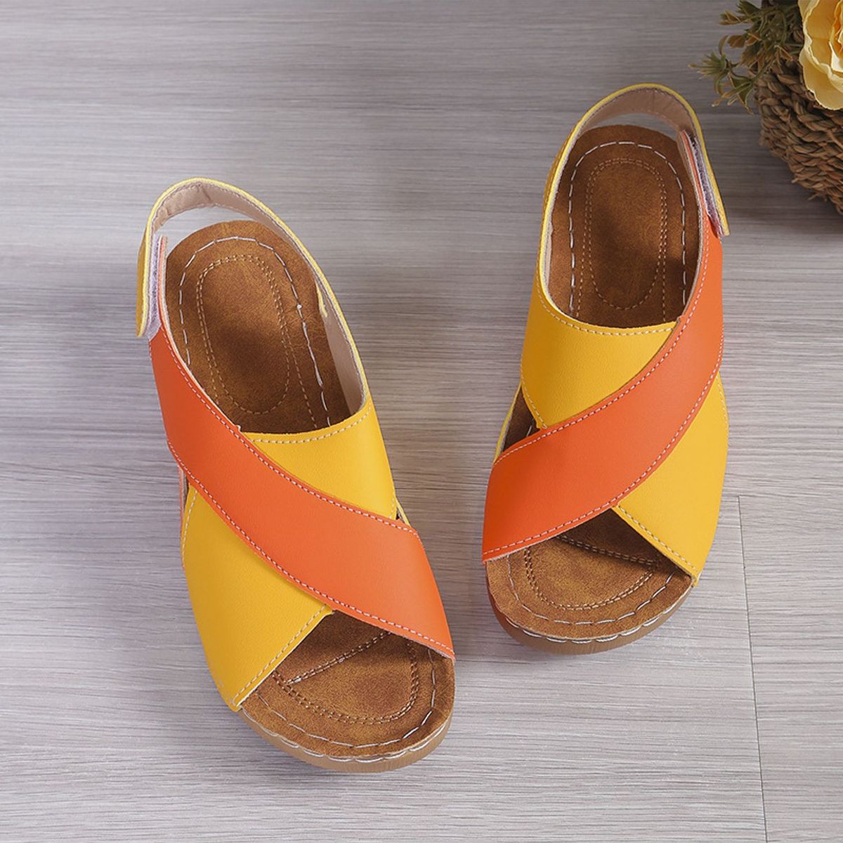 TIOZONEY - Sandalia Mujer -Naranja