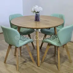 CORI CORI - Comedor Mesa Aura Wood 100cms + 4 Sillas Mariposa Ecocuero Wood