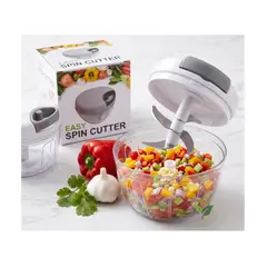 GENERICO - Picador De Verduras Y Alimentos Manual Easy Spin Cutter 3 Cuchillas