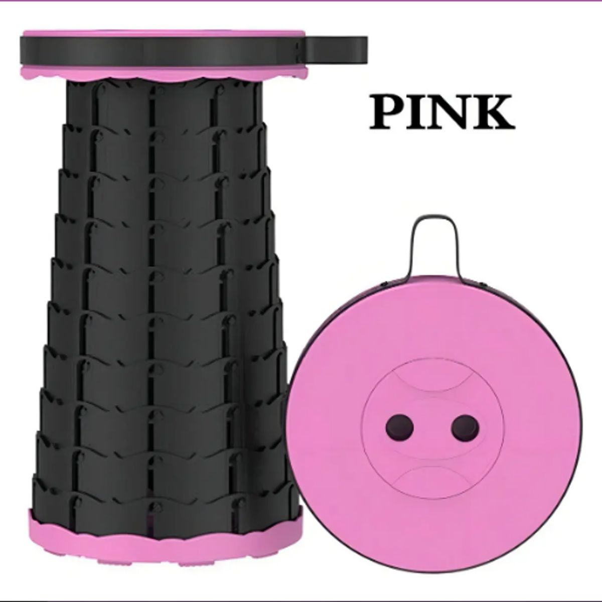GENERICO - Silla Telescopic Stool Plegable Rosa Altura Ajustable Camping Playa