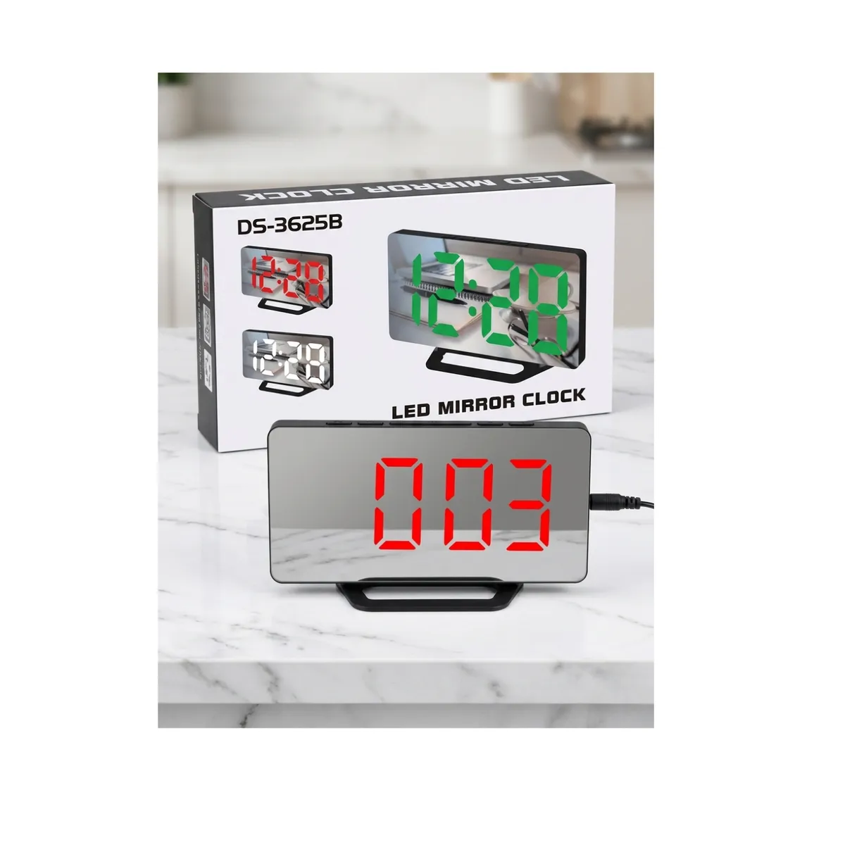 GENERICO - Reloj Despertador Digital LED Mirror Efecto Espejo