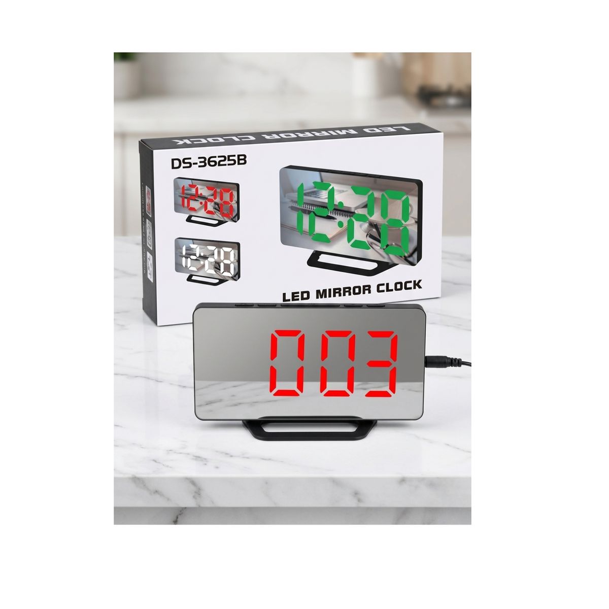 GENERICO - Reloj Despertador Digital LED Mirror Efecto Espejo