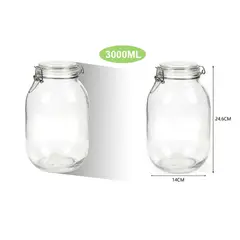 GENERICO - Frasco Vidrio Hermetico 3000ml Tapa Madera Cocina Organizador