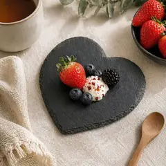 GENERICO - Plato Piedra Corazón Tabla Pizarra Forma Corazón 15cm