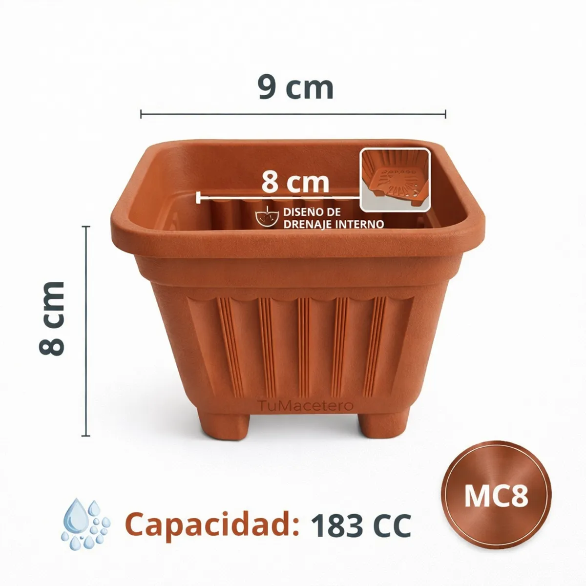 GENERICO - Pack 10 Maceteros Plástico Cuadrado Morado 8 cm