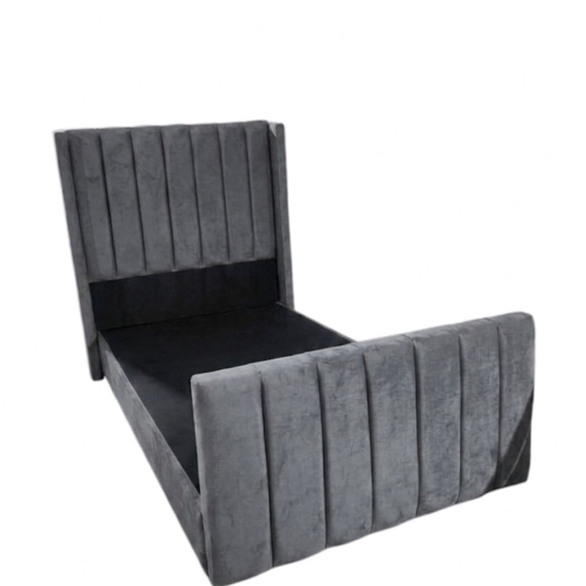 GENERICO - Cama doble respaldo color gris premiun Acanalado