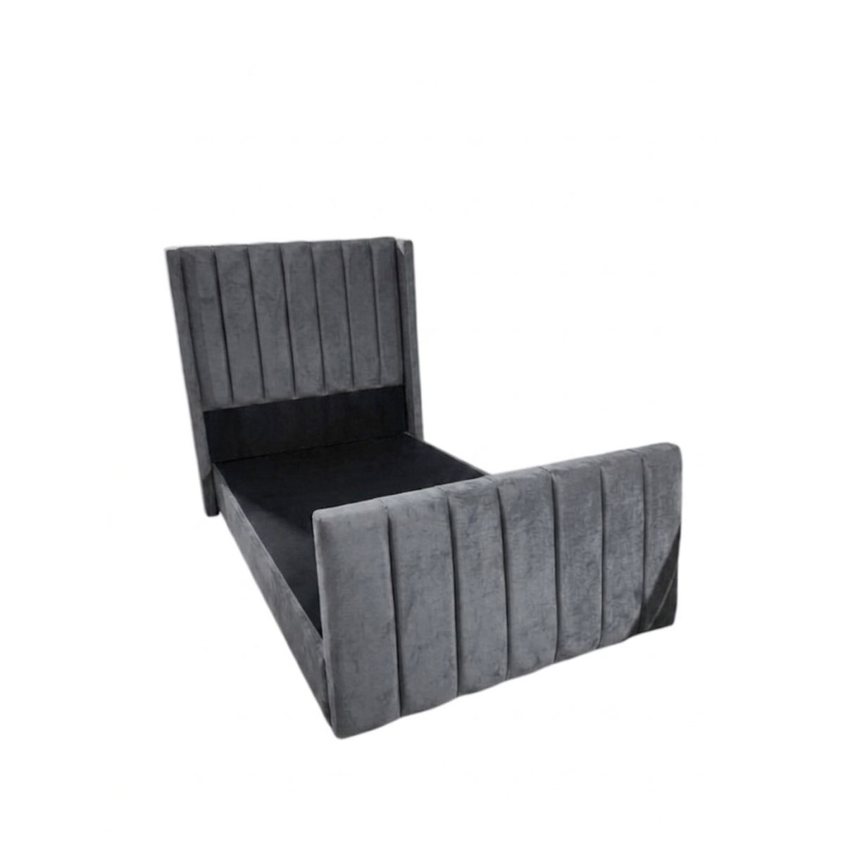 GENERICO - Cama doble respaldo color gris premiun Acanalado
