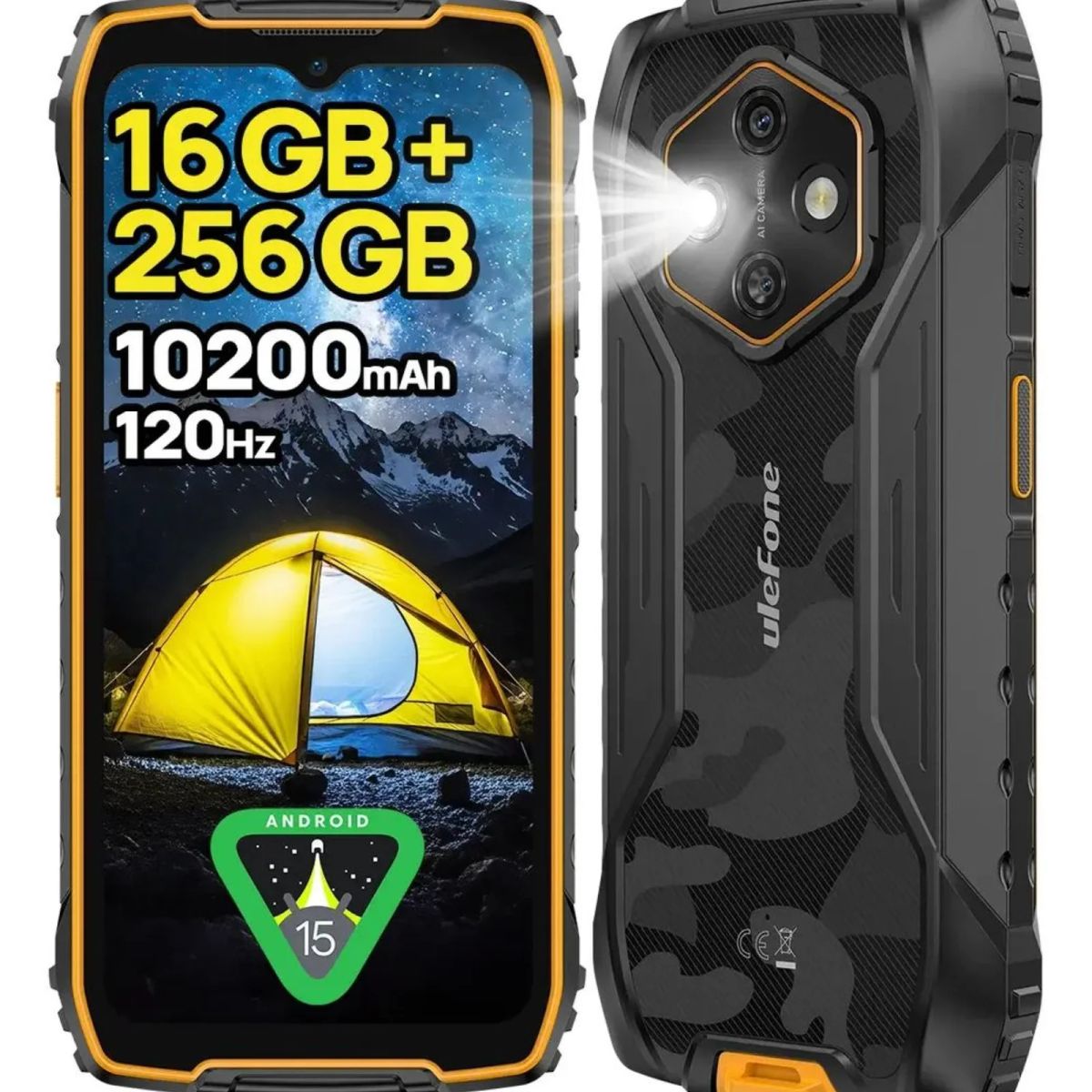 ULEFONE - Ulefone RugKing 4 Pro 10200mAh Rugerizado 120Hz 256GB Android IA Batería Gigante Dura Días Ultra Resistente