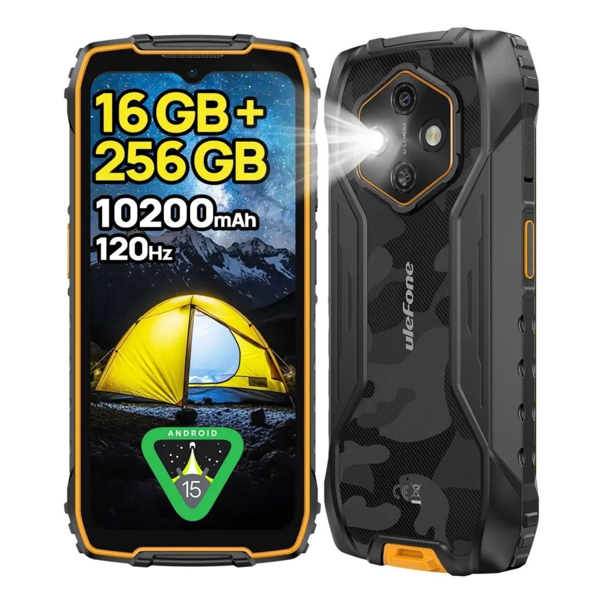 ULEFONE - Ulefone RugKing 4 Pro 10200mAh Rugerizado 120Hz 256GB Android IA Batería Gigante Dura Días Ultra Resistente