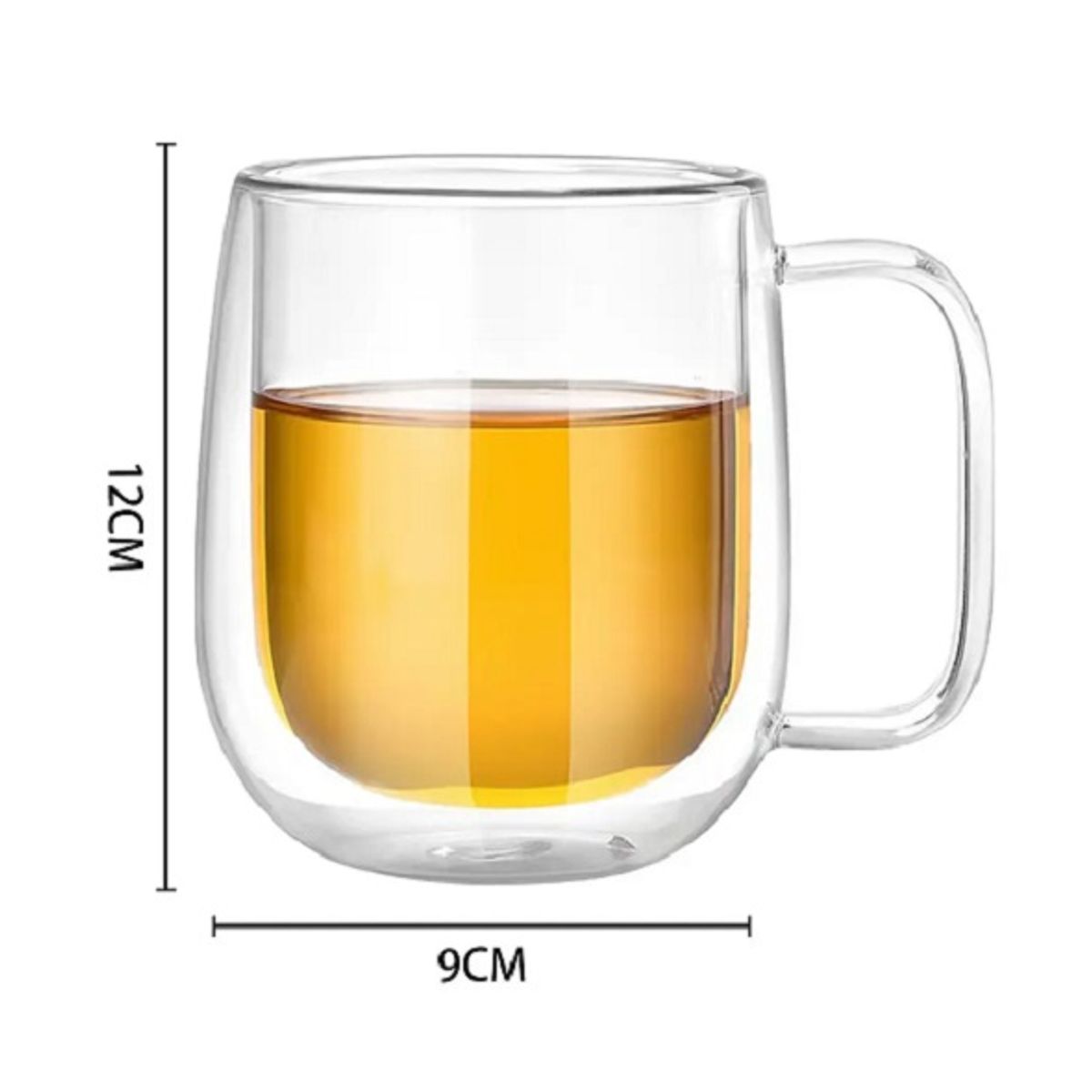 GENERICO - Tazas de vidrio transparente  de café  doble pared 350 ml 12 cm* 9 cm