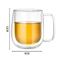 GENERICO - Tazas de vidrio transparente de café doble pared 350 ml 12 cm* 9 cm