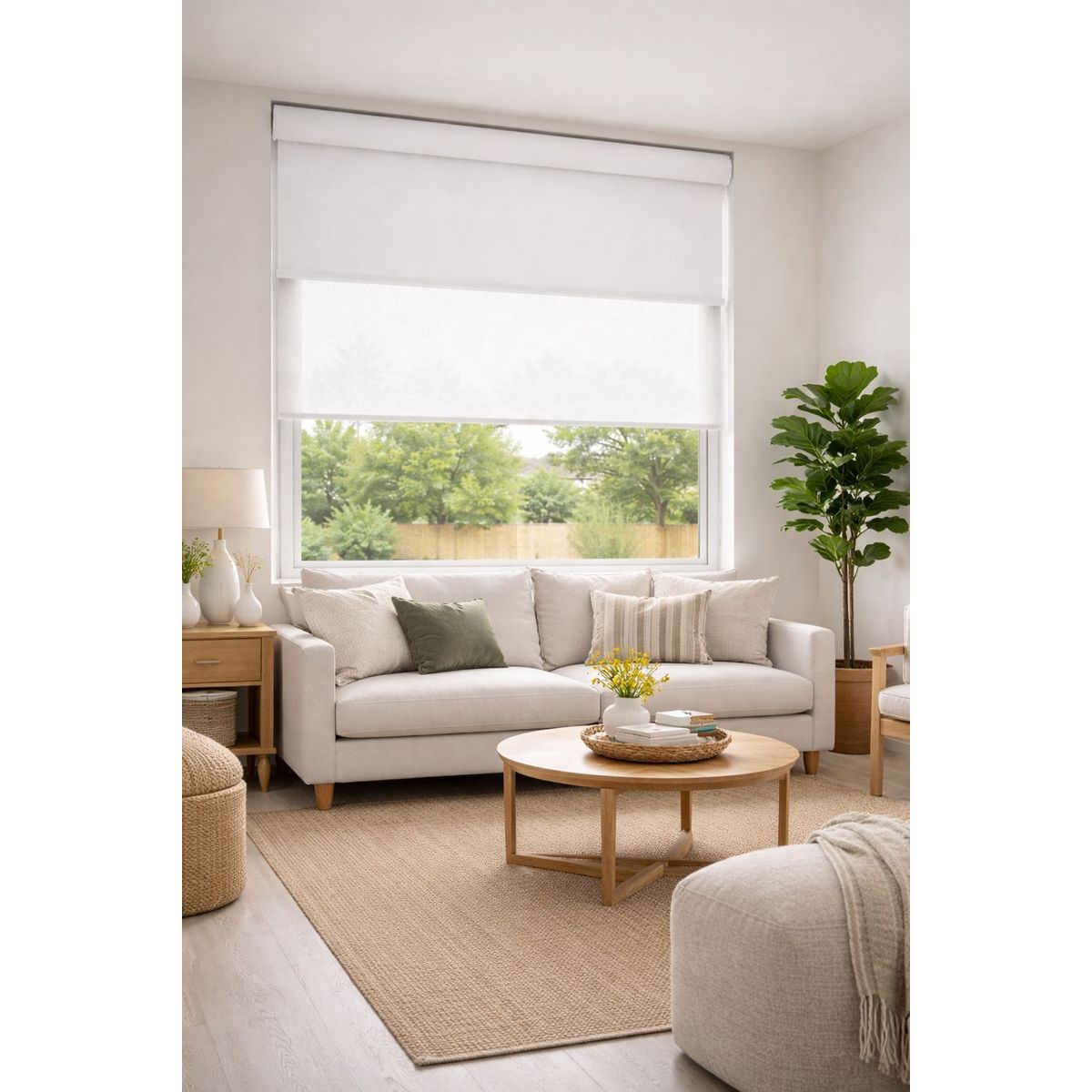 CLEMS - Cortina Roller Doble Blackout  Sunscreen Blanco 165X160