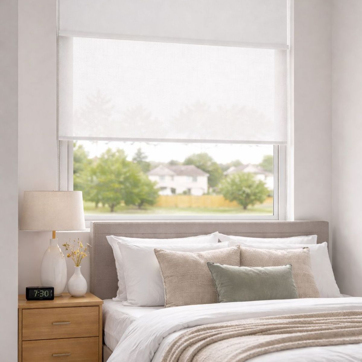 CLEMS - Cortina Roller Doble Blackout  Sunscreen Blanco 165X160
