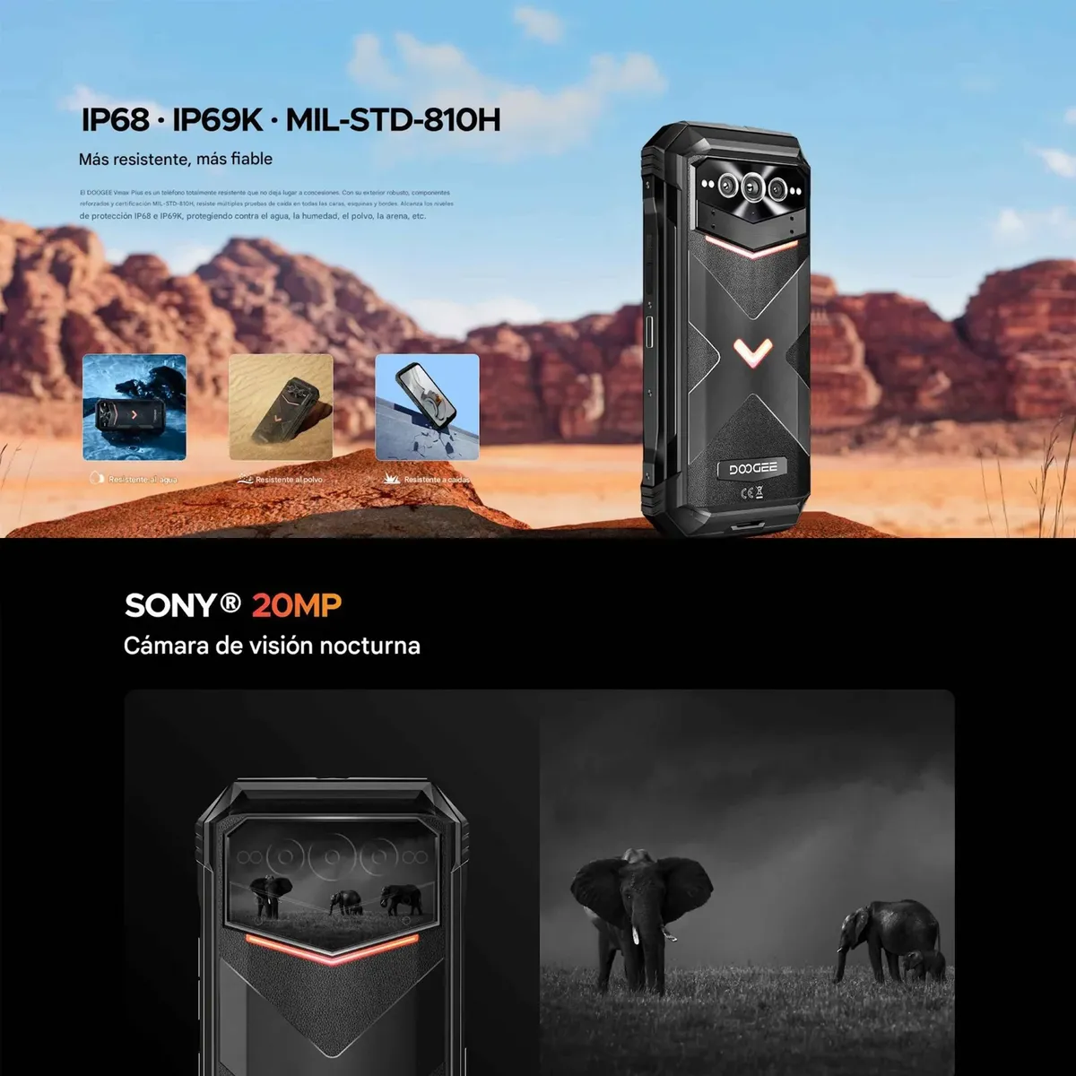 DOOGEE - DOOGEE V Max Plus 5G Rugerizado 22000mAh 36GB RAM 512GB Batería Monstruo Dura Días Uso Extremo