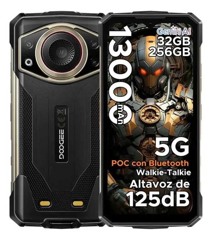 Celular Rugerizado Fire 7 Ultra 5G - Bateria 13000mAh - Intercomunicador POC Walkie-Talkie - Altavoz 125dB - 32GB RAM 8+24 + 256GB ROM - Camara 64MP - Android 15. ... 256 GB