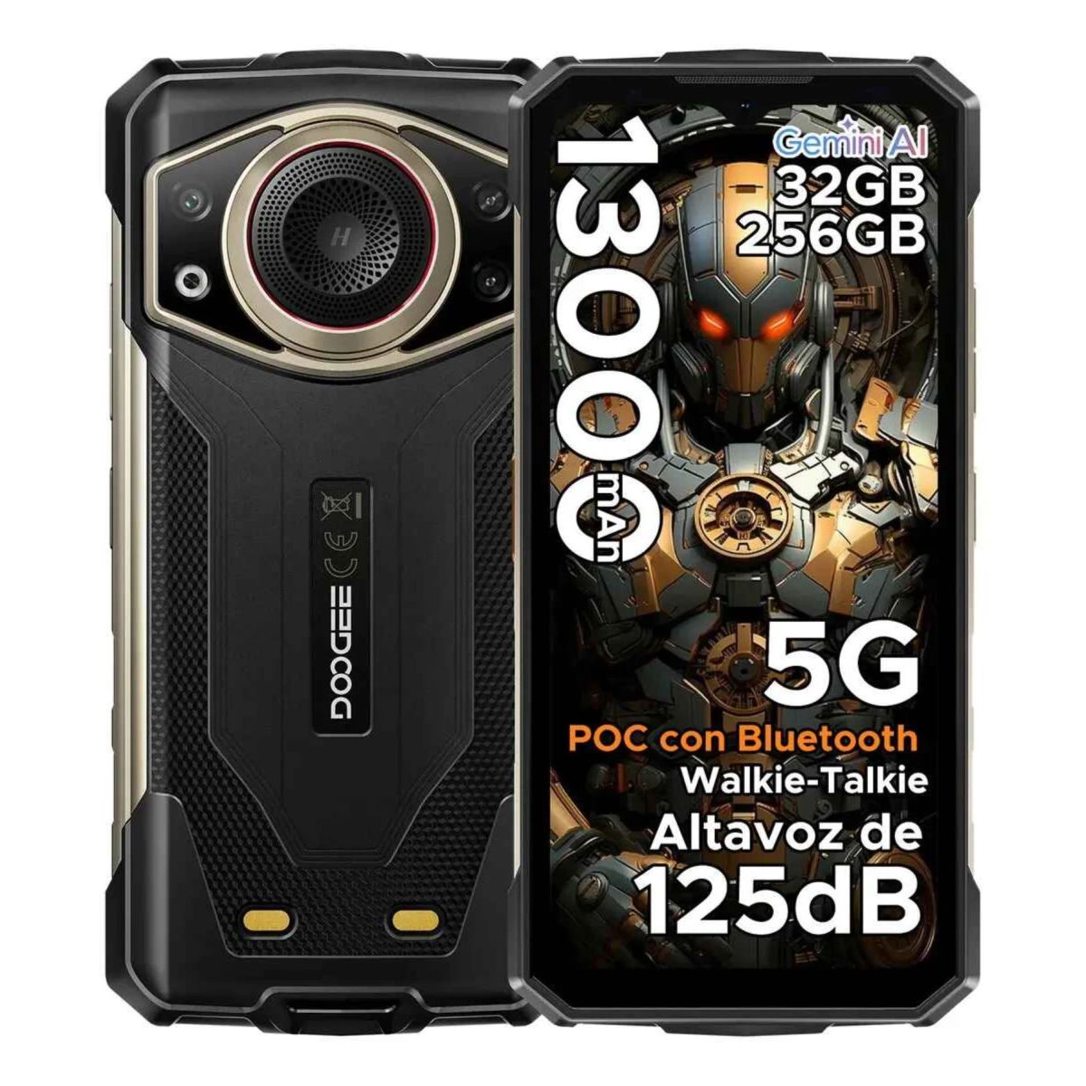 DOOGEE - Celular Rugerizado DOOGEE Fire 7 Ultra 5G - Batería 13000mAh - Intercomunicador POC Walkie-Talkie - Altavoz 125dB - 32GB RAM 8+24 + 256GB ROM - Cámara 64MP - Android 15