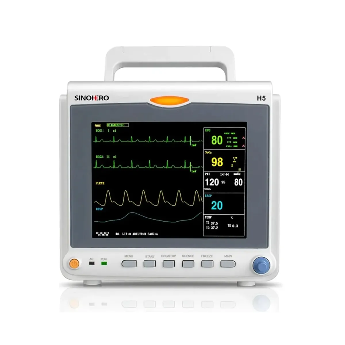SINOHERO - Monitor Multiparámetro Sinohero H8 12.1” TFT ECG SpO2 NIBP Adulto Pediátrico Neonatal