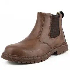 TIOZONEY - Zapatos de seguridad PU sintético Hombre - Café Oscuro