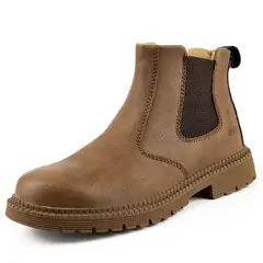 TIOZONEY - Zapatos de seguridad PU sintético Hombre - Café