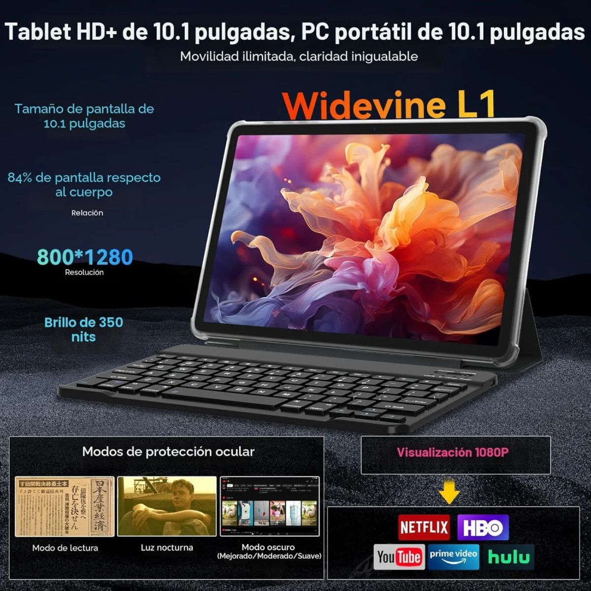 BLACKVIEW - Tablet CWHT G16 - 10.1 púlgadas Android 15 128GB + 16GB RAM Kit Completo Teclado Mouse Lápiz Funda Productividad Estudio Trabajo Clases Online Lista para Usar