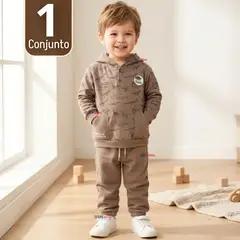JUMP KIDS - Conjunto 2 Piezas Buzo Pantalón Y Polerón Con Capucha Dinosaurios Niño