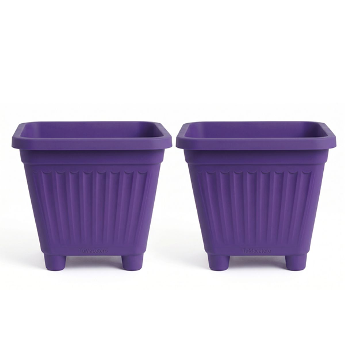 GENERICO - Pack 2 Maceteros Plástico Cuadrado Morado 22 cm