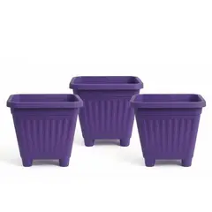 GENERICO - Pack 3 Maceteros Plástico Cuadrado Morado 22 cm
