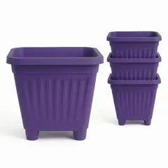 GENERICO - Pack 4 Maceteros Plástico Cuadrado Morado 22 cm