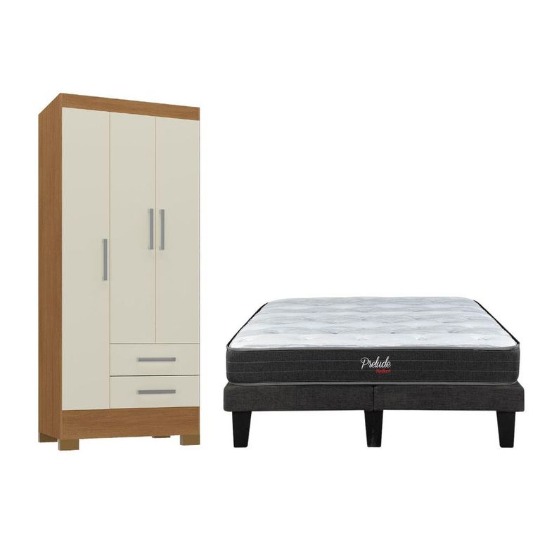 Combo box europeo prelude 2 plazas + Closet 3 puertas Off White CEP20R32