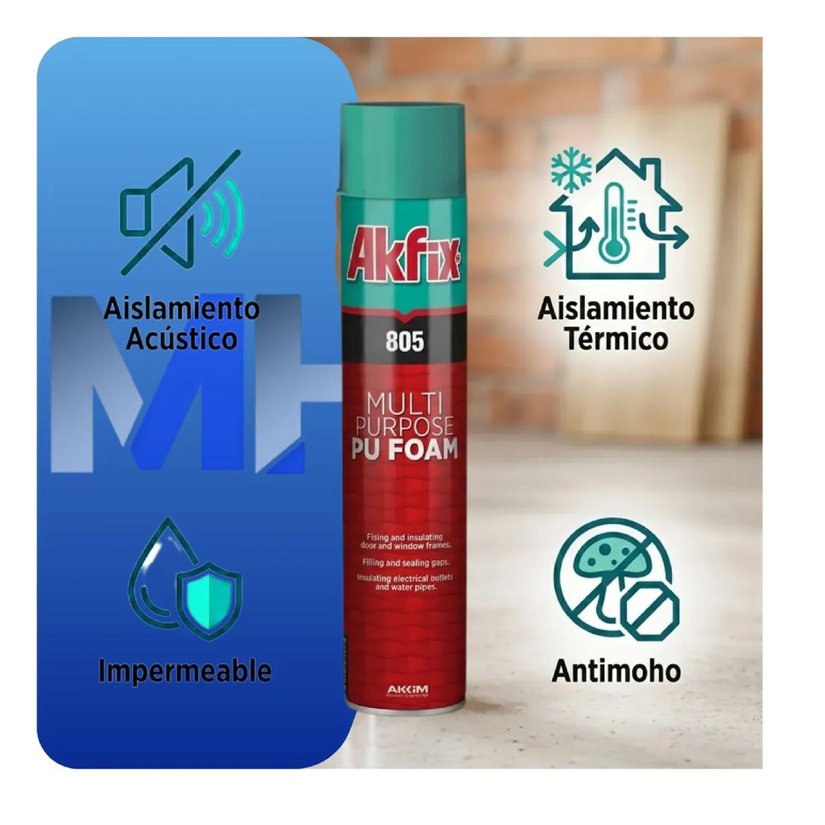 AKFIX - Espuma Poliuretano Akfix 805 750ml Manual Con Boquilla