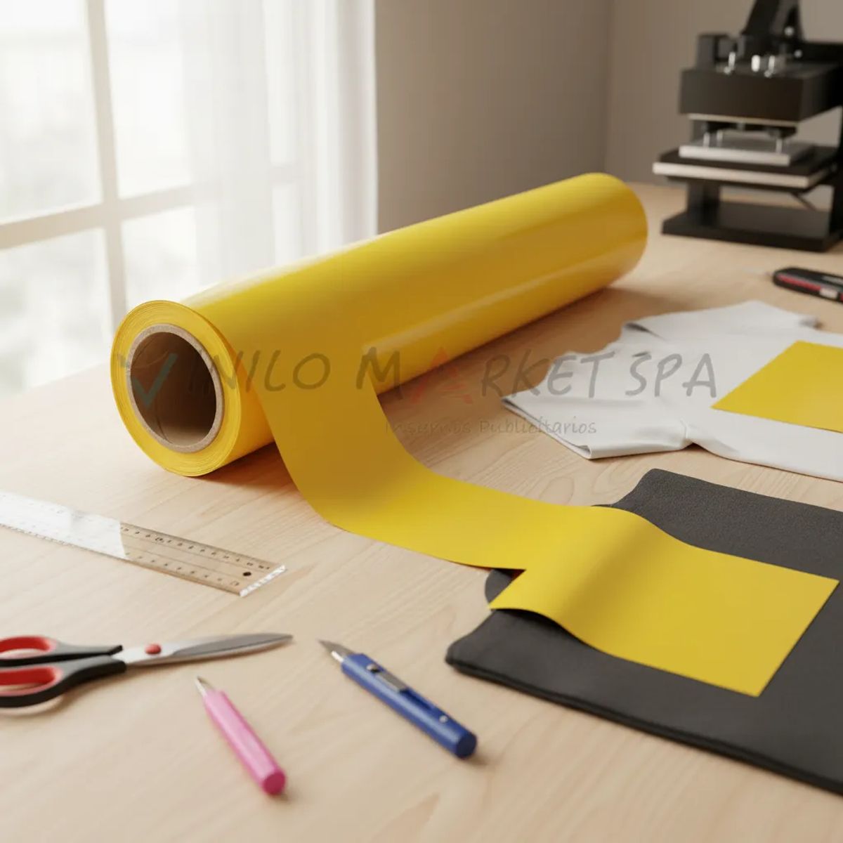 NEON - Vinilos Textil Pu Termotransferible Amarillo Claro 50 Cm X Mts