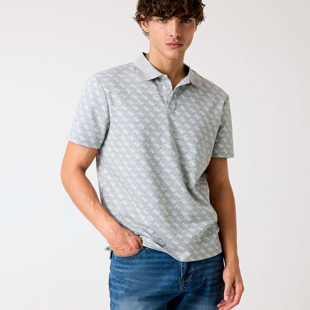 GUESS - Polera Ss G Jacquard Polo Gris