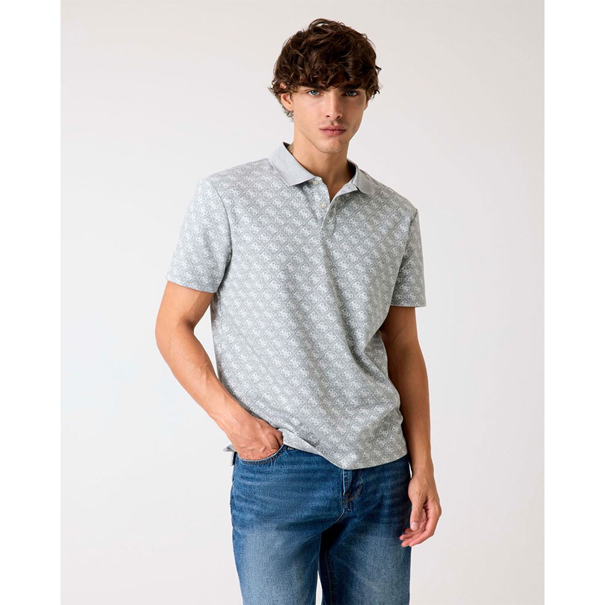 GUESS - Polera Ss G Jacquard Polo Gris