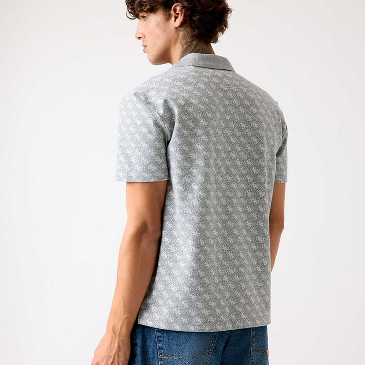 GUESS - Polera Ss G Jacquard Polo Gris