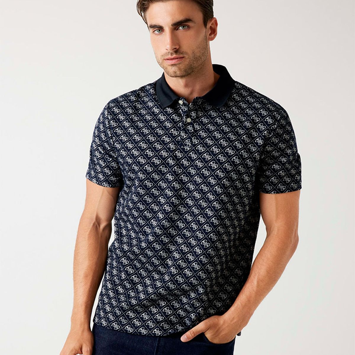 GUESS - Polera Ss G Jacquard Polo Azul