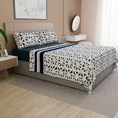 DORAL - SABANAS POLAR ESTAMPADAS COMPOSE DELUXE TRIANGULOS AZUL BLANCO 2 PLAZAS