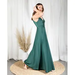 MI PLACARD - Vestido Largo de Fiesta Nudo Verde Oscuro