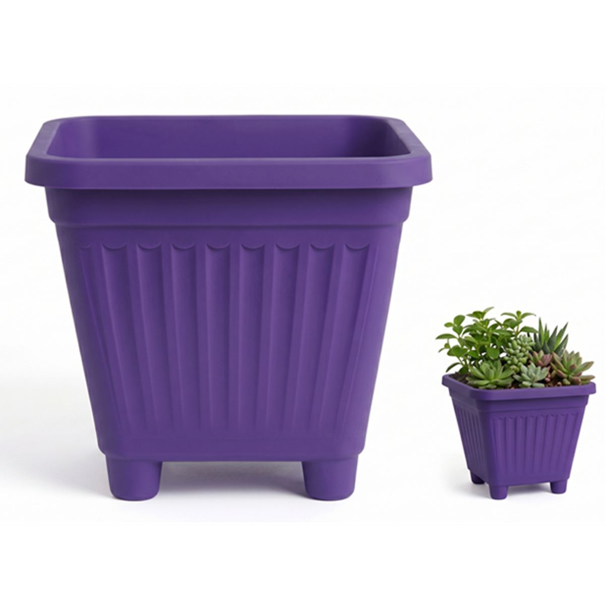 GENERICO - Pack 10 Maceteros Plástico Cuadrado Morado 30 cm