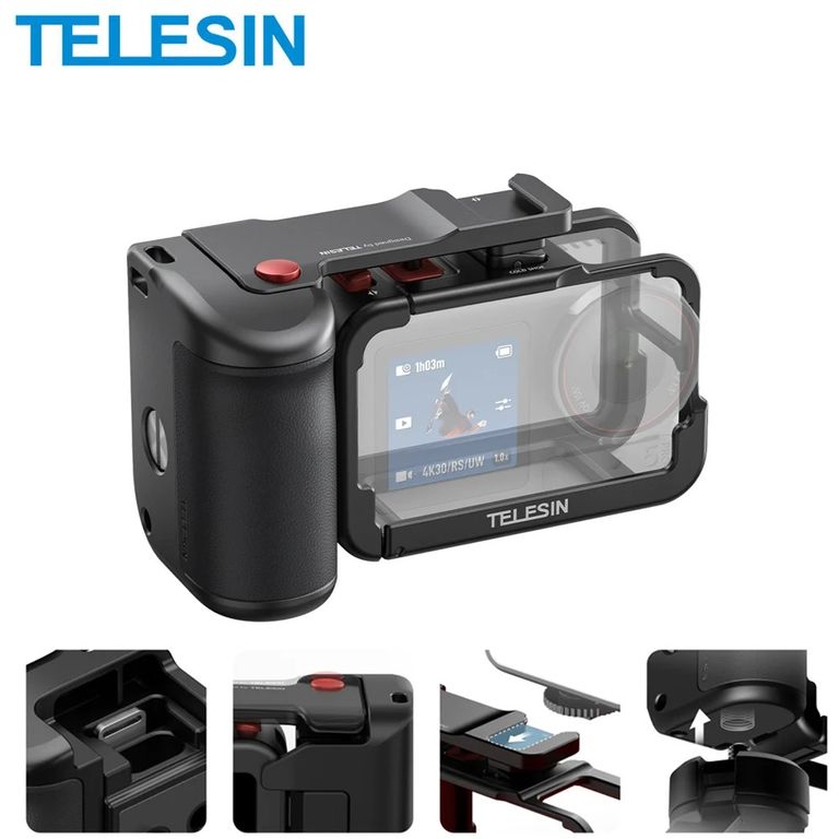 Grip + Jaula Aluminio Empunadura para DJI Osmo Action 345